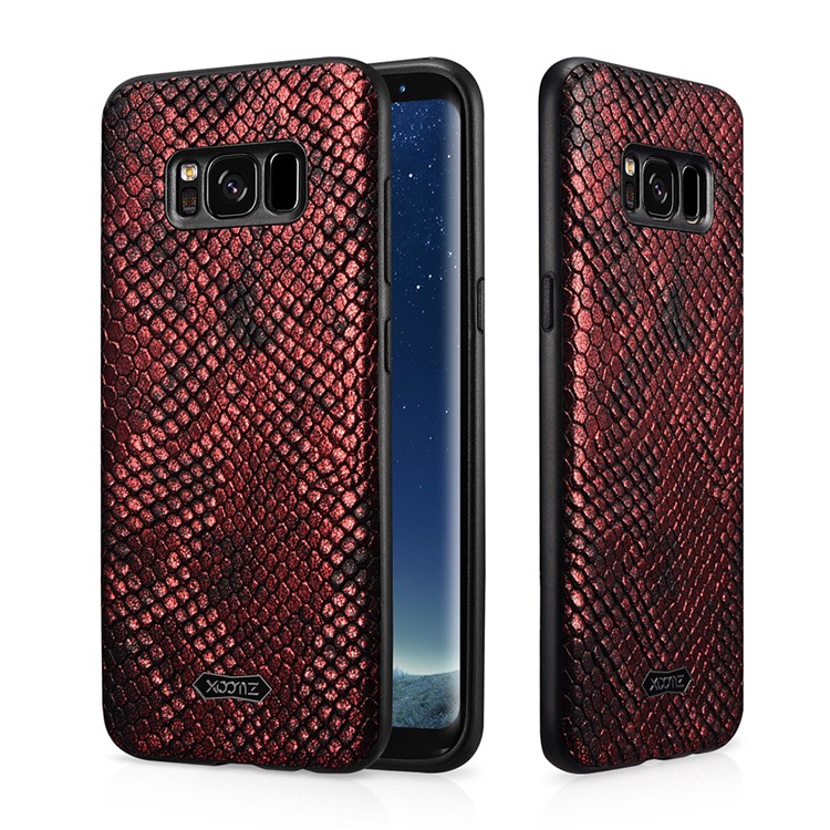 XOOMZ Snake Texture PU Leather Coated TPU Mobile Case for Samsung Galaxy S8 G950 - Red-3