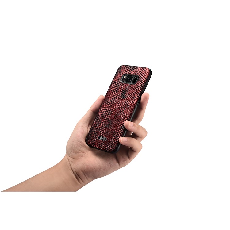 XOOMZ Snake Texture PU Leather Coated TPU Mobile Case for Samsung Galaxy S8 G950 - Red-7