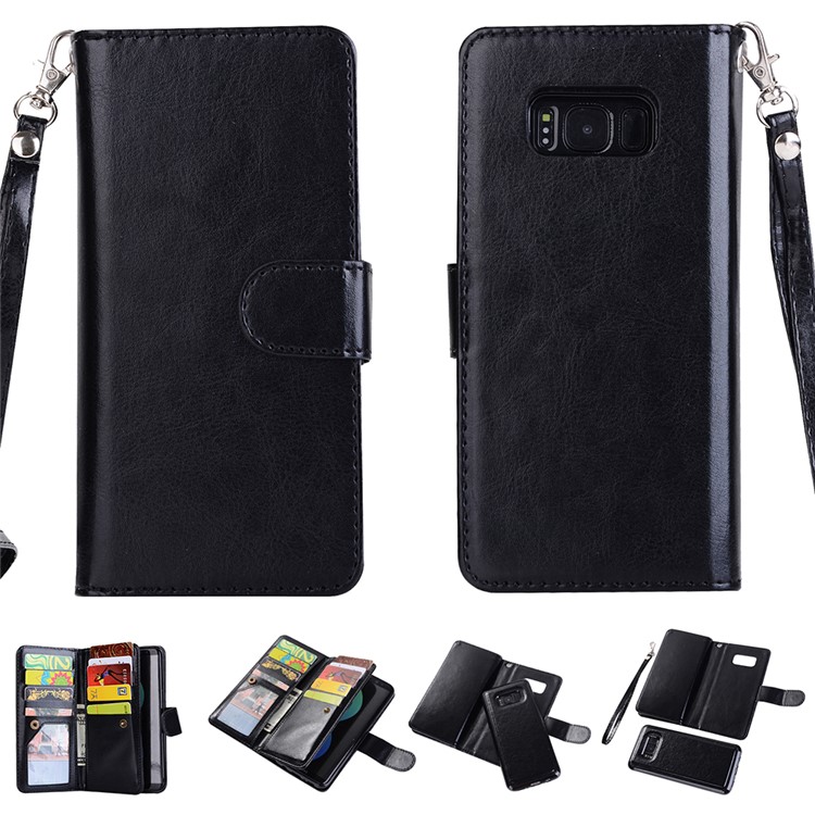 PU Leather 2-in-1 Detachable Design Wallet Phone Case with Card Slots for Samsung Galaxy S8+ G955 - Black-1