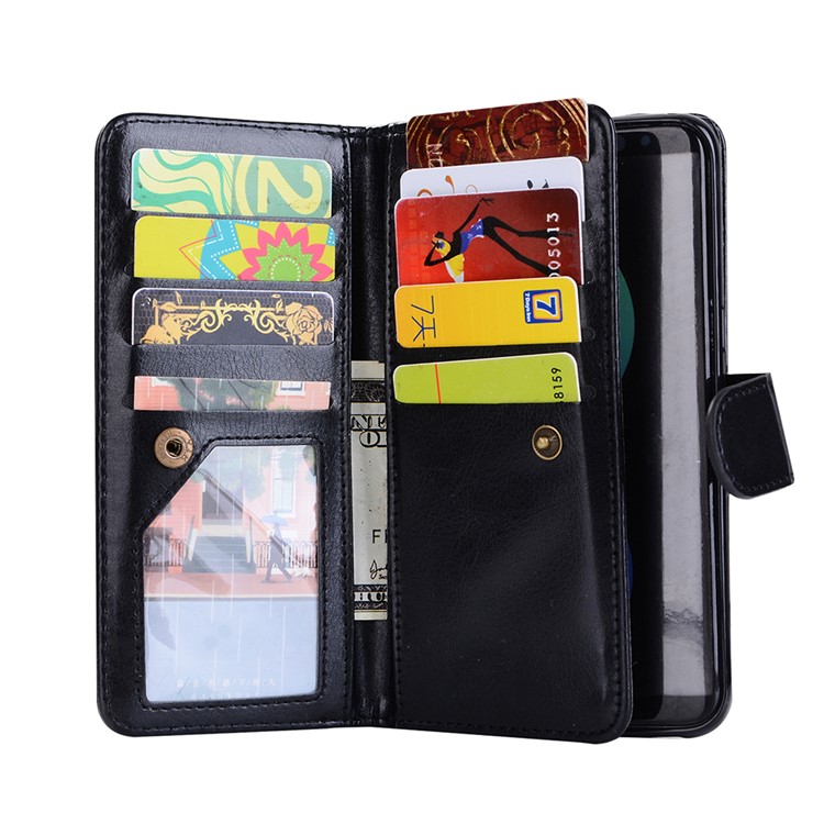 PU Leather 2-in-1 Detachable Design Wallet Phone Case with Card Slots for Samsung Galaxy S8+ G955 - Black-4