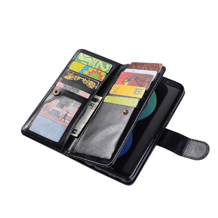 PU Leather 2-in-1 Detachable Design Wallet Phone Case with Card Slots for Samsung Galaxy S8+ G955 - Black-5