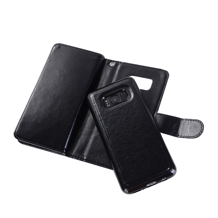 PU Leather 2-in-1 Detachable Design Wallet Phone Case with Card Slots for Samsung Galaxy S8+ G955 - Black-7