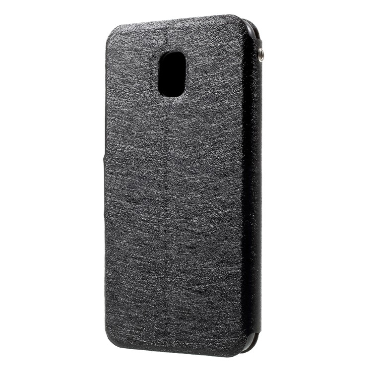 Silk Texture Folio Leather Protection Cover with Stand for Samsung Galaxy J3 2017 EU Version - Black-2