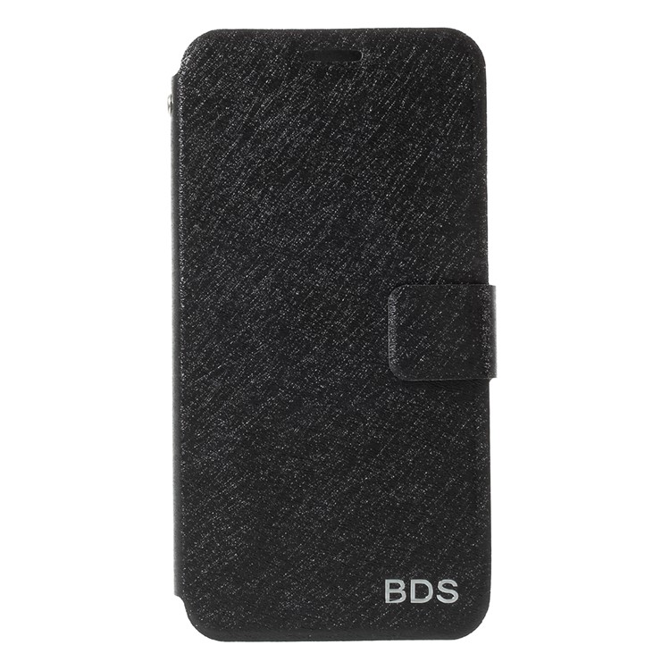 Silk Texture Folio Leather Protection Cover with Stand for Samsung Galaxy J3 2017 EU Version - Black-3