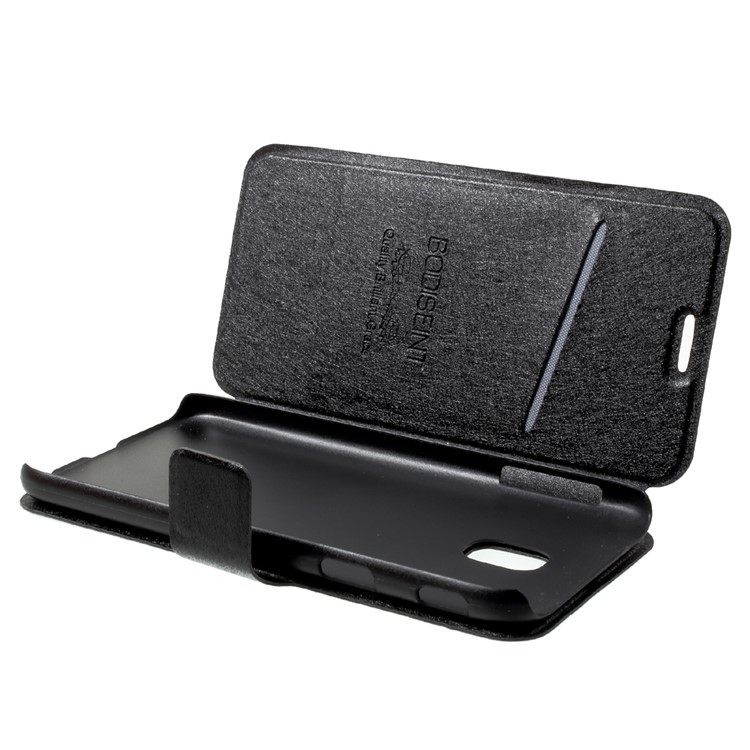 Silk Texture Folio Leather Protection Cover with Stand for Samsung Galaxy J3 2017 EU Version - Black-6