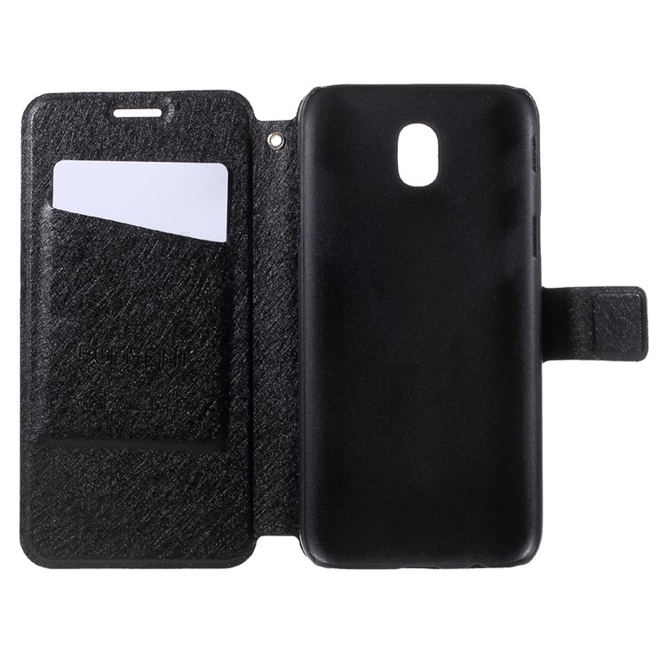 Silk Texture Folio Leather Stand Accessory Case for Samsung Galaxy J5 2017 EU Version - Black-6
