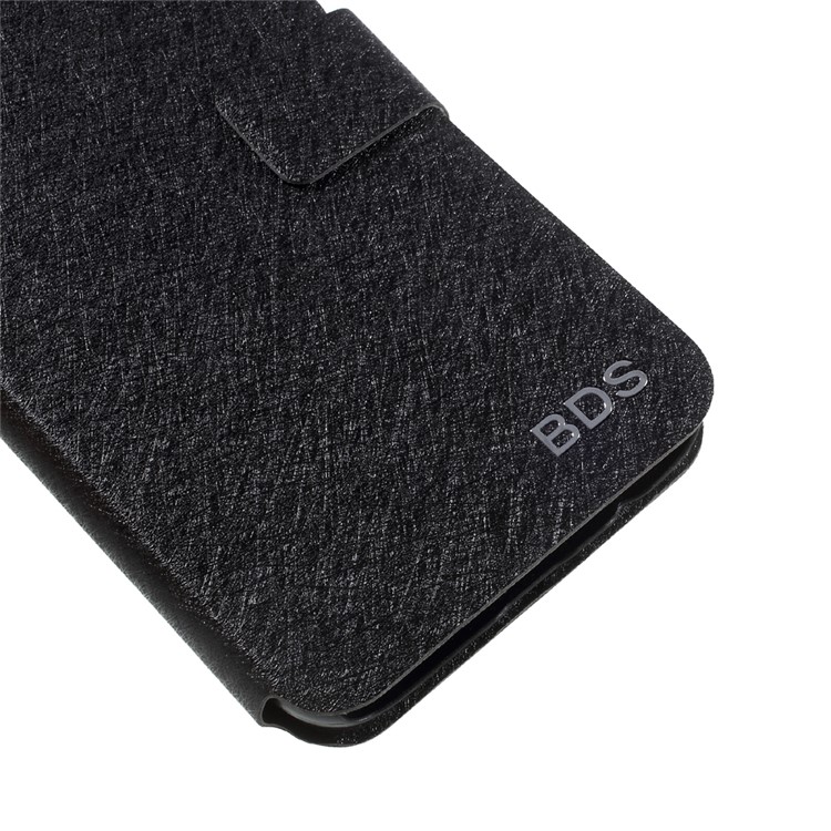 Silk Texture Folio Leather Stand Accessory Case for Samsung Galaxy J5 2017 EU Version - Black-7