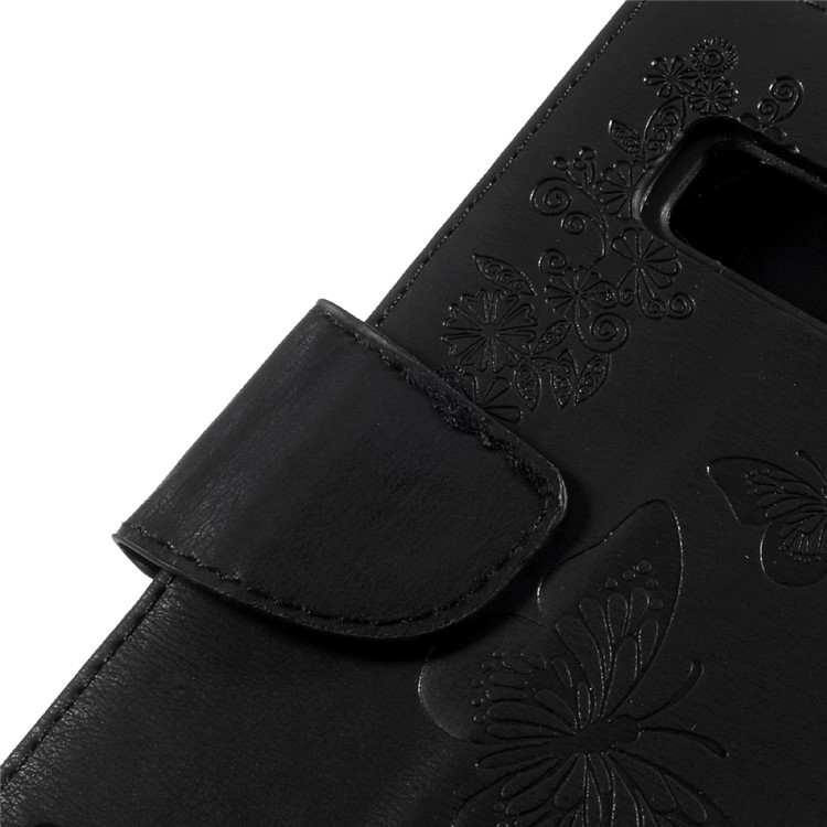 For Samsung Galaxy Note 8 EU Version Imprint Butterfly Flower Wallet Leather Stand Shell - Black-10