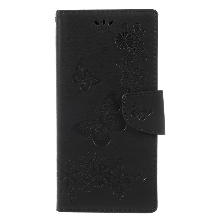 For Samsung Galaxy Note 8 EU Version Imprint Butterfly Flower Wallet Leather Stand Shell - Black-3