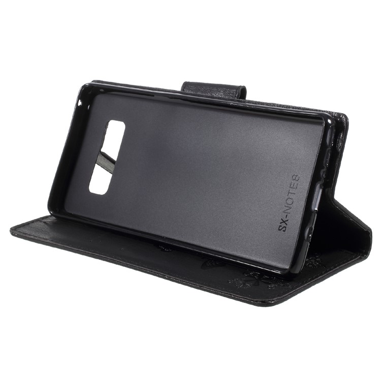 For Samsung Galaxy Note 8 EU Version Imprint Butterfly Flower Wallet Leather Stand Shell - Black-4