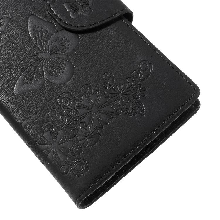 For Samsung Galaxy Note 8 EU Version Imprint Butterfly Flower Wallet Leather Stand Shell - Black-7