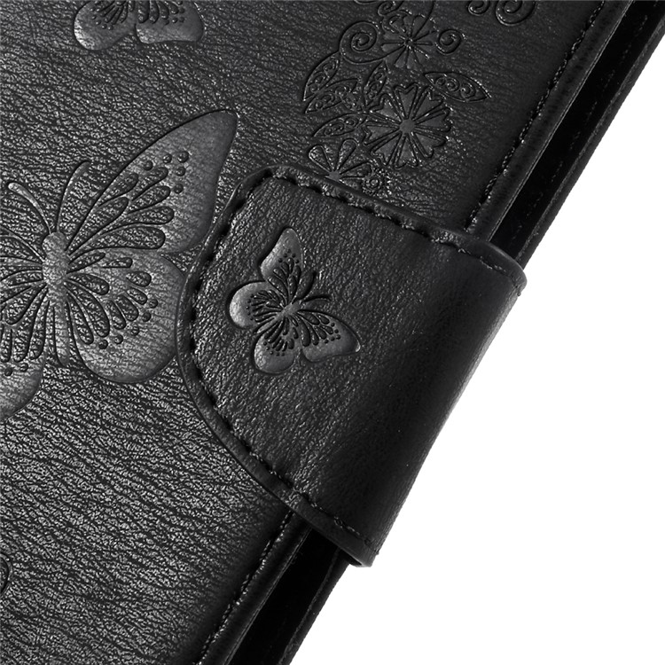 For Samsung Galaxy Note 8 EU Version Imprint Butterfly Flower Wallet Leather Stand Shell - Black-9