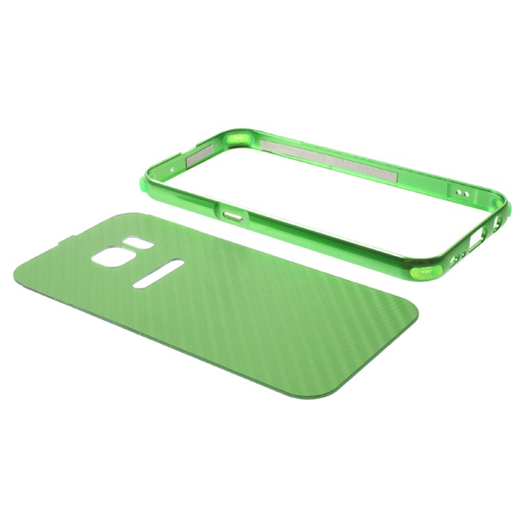 Aluminum Alloy Frame + Carbon Fiber PC Back Phone Case for Samsung Galaxy S7 SM-G930 - Green-4