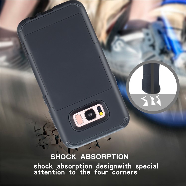 Drop-resistant PC + TPU Kickstand Hybrid Case with Card Holder for Samsung Galaxy S8+ SM-G955 - Black-13