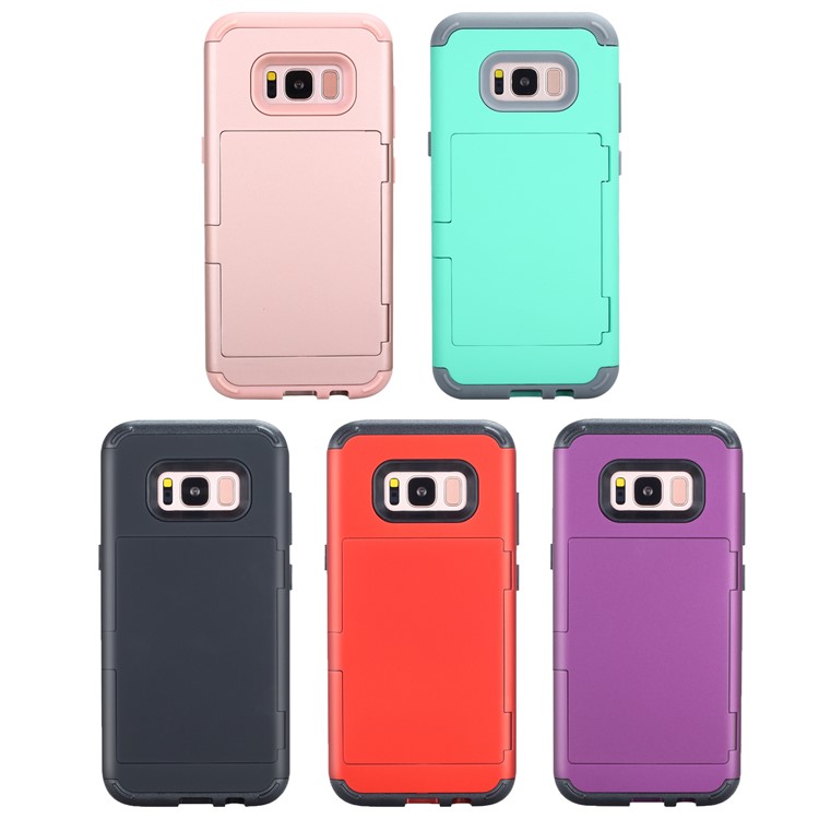 Drop-resistant PC + TPU Kickstand Hybrid Case with Card Holder for Samsung Galaxy S8+ SM-G955 - Black-14