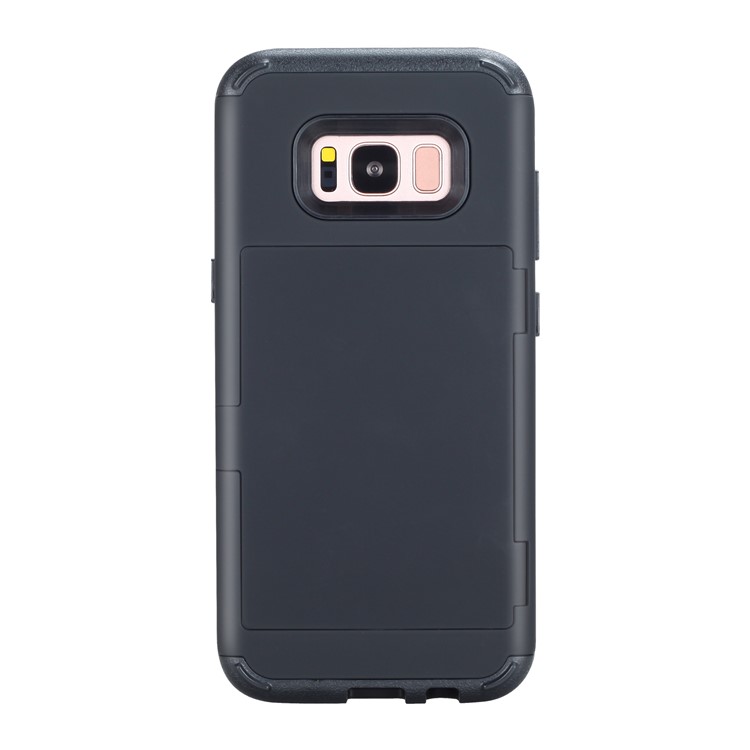 Drop-resistant PC + TPU Kickstand Hybrid Case with Card Holder for Samsung Galaxy S8+ SM-G955 - Black-2