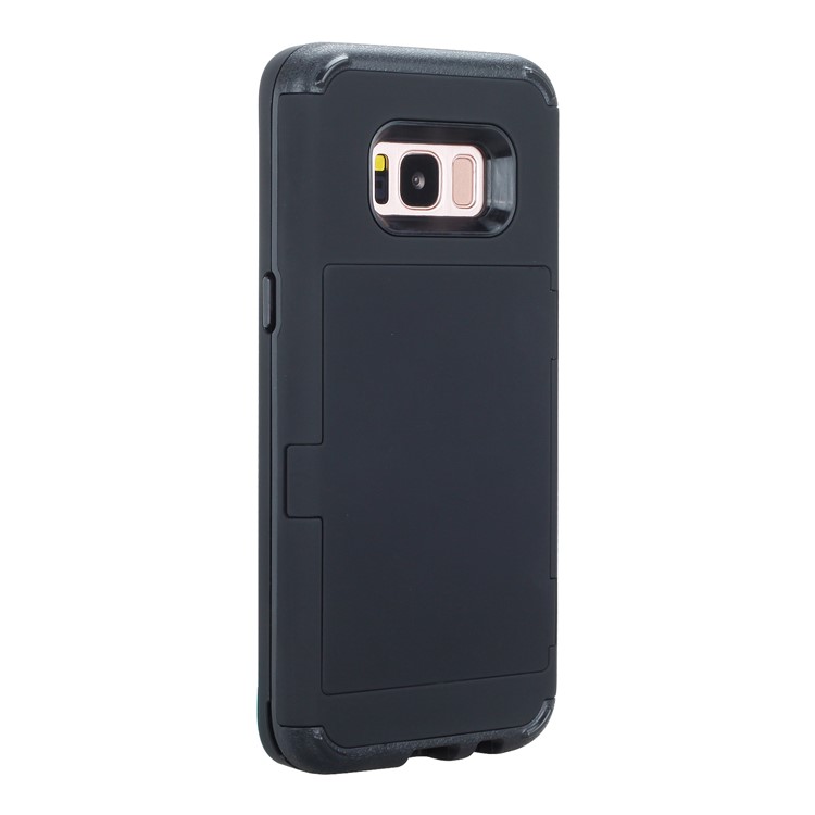 Drop-resistant PC + TPU Kickstand Hybrid Case with Card Holder for Samsung Galaxy S8+ SM-G955 - Black-4