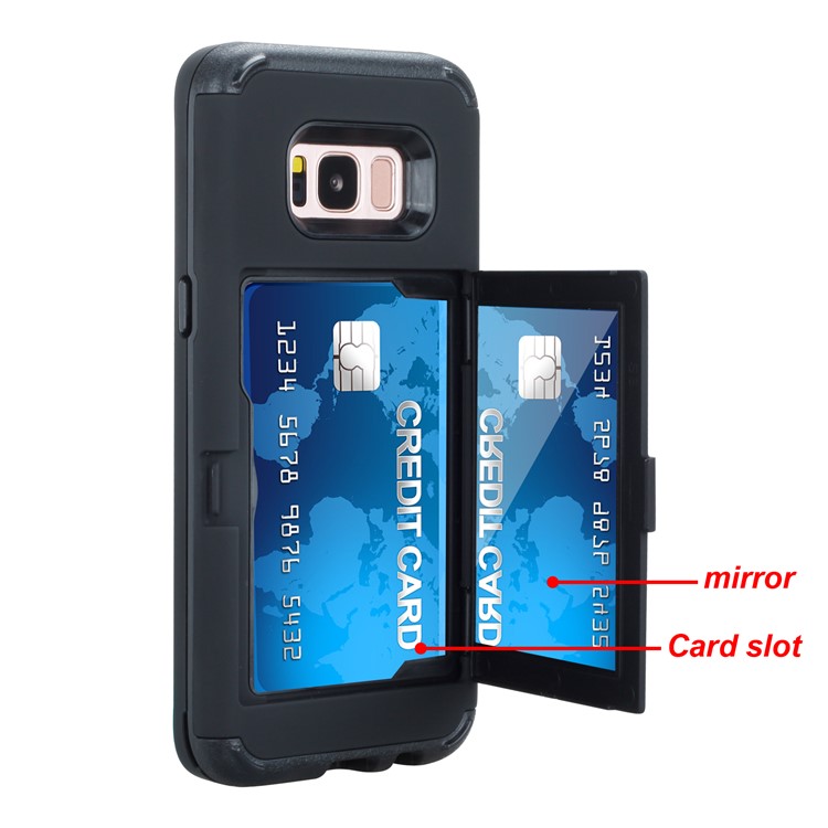 Drop-resistant PC + TPU Kickstand Hybrid Case with Card Holder for Samsung Galaxy S8+ SM-G955 - Black-6