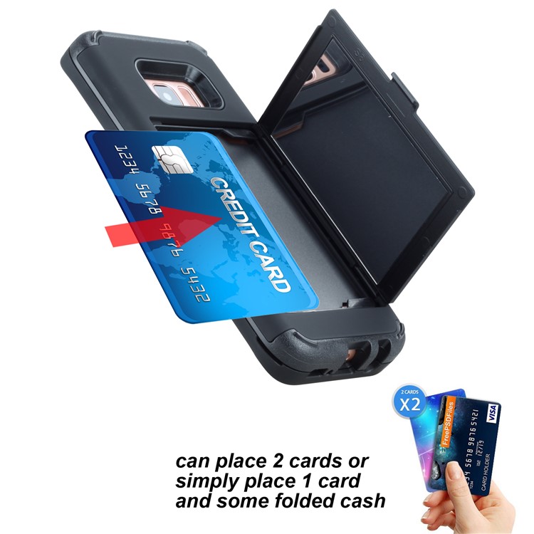 Drop-resistant PC + TPU Kickstand Hybrid Case with Card Holder for Samsung Galaxy S8+ SM-G955 - Black-7