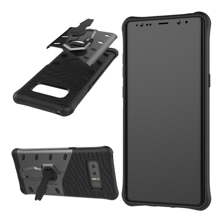For Samsung Galaxy Note 8 Armor Kickstand PC + TPU Protector Case Cover - Grey-3