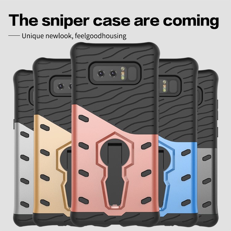 For Samsung Galaxy Note 8 Armor Kickstand PC + TPU Protector Case Cover - Grey-5