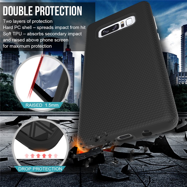 For Samsung Galaxy Note 8 Rigid Texture PC TPU Hybrid Double Protection Case - Black-5