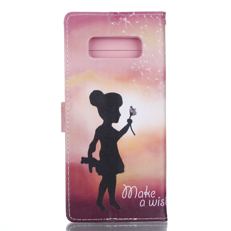 Pattern Printing Leather Wallet Case with Stand for Samsung Galaxy Note 8 - Little Girl and Dandelion-2