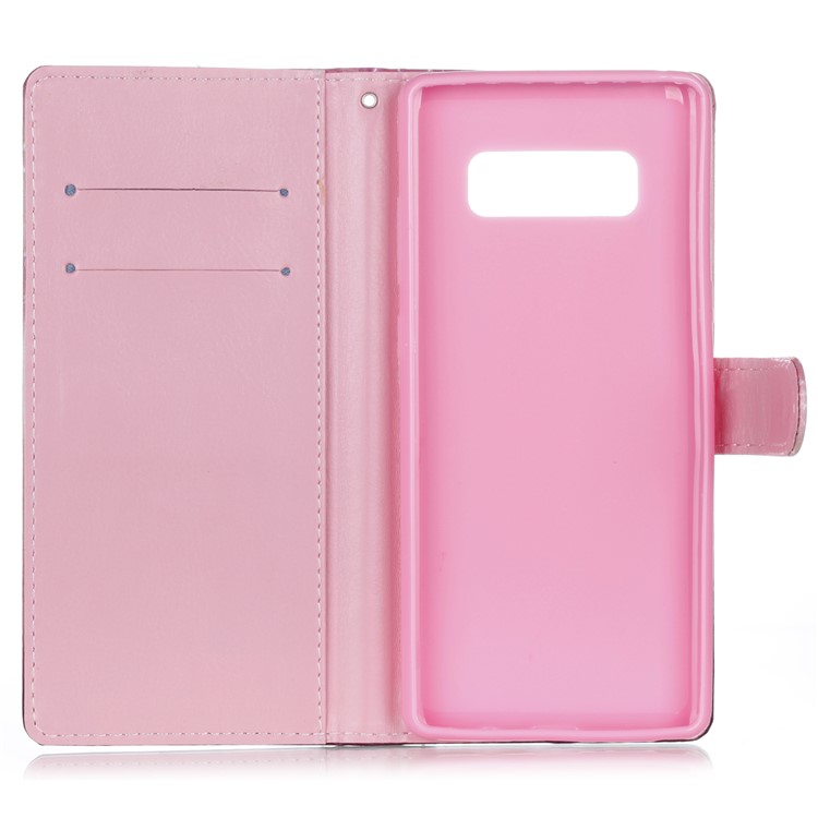 Pattern Printing Leather Wallet Case with Stand for Samsung Galaxy Note 8 - Little Girl and Dandelion-3
