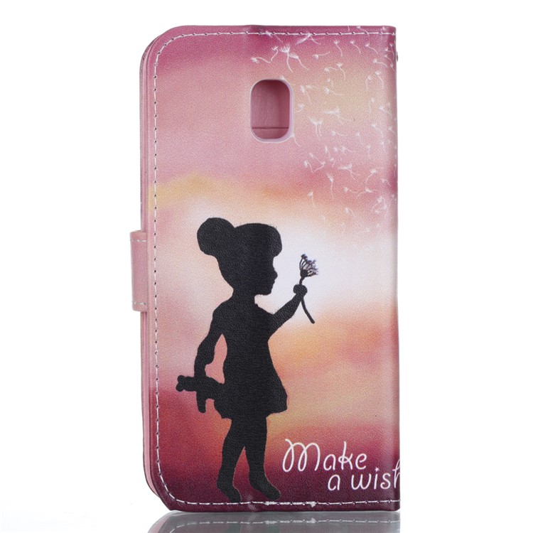 For Samsung Galaxy J3 (2017) EU Version Pattern Printing PU Leather Wallet Case with Stand - Little Girl and Dandelion-2
