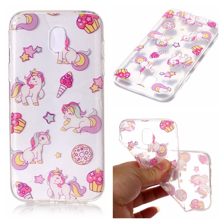 Pattern Printing IMD TPU Soft Mobile Casing for Samsung Galaxy J7 (2017) EU Version - Unicorn-1