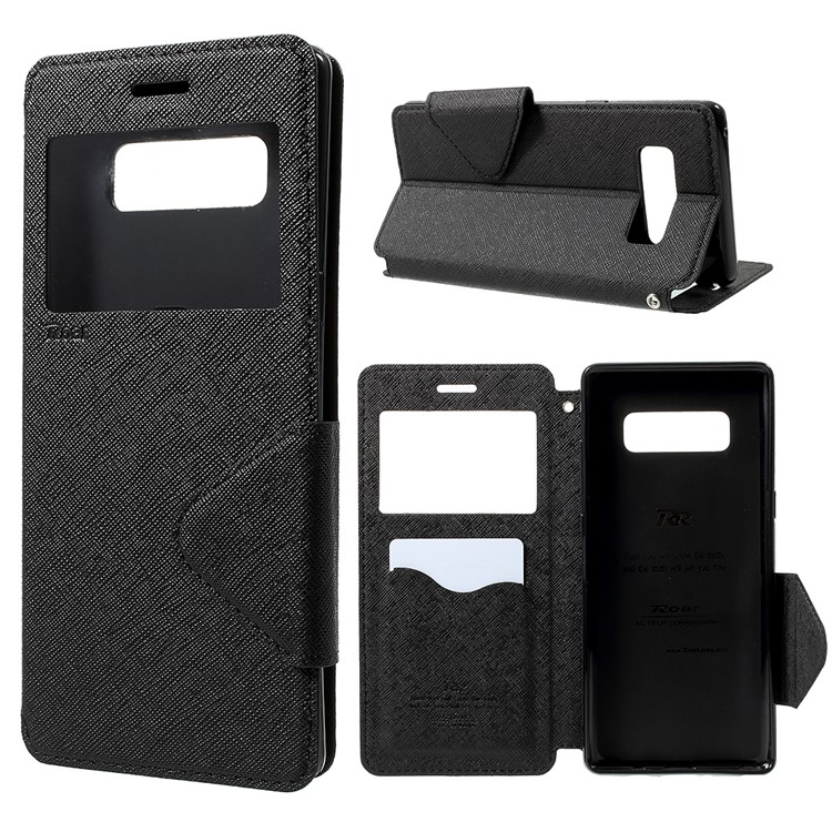 

ROAR KOREA View Window Leather Phone Case with Card Slot for Samsung Galaxy Note 8 - Black