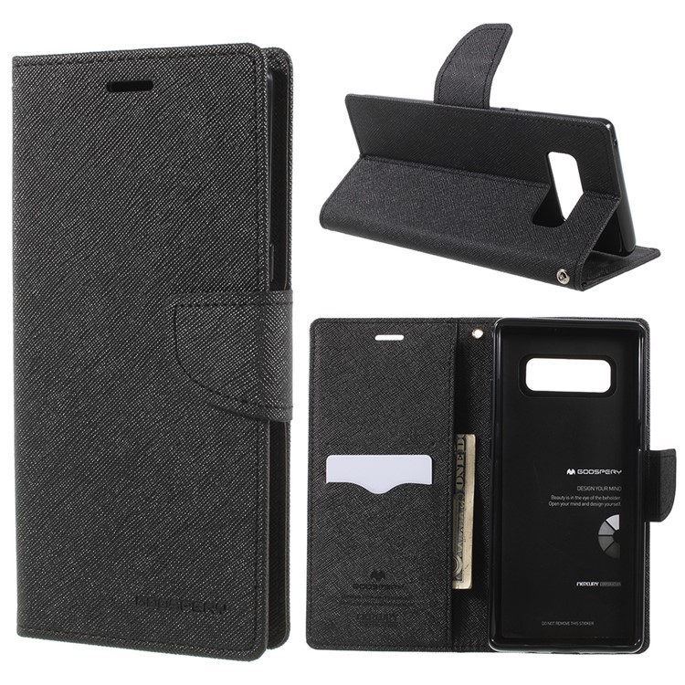 MERCURY GOOSPERY Fancy Diary PU Leather Case for Samsung Galaxy Note 8 - Black-1
