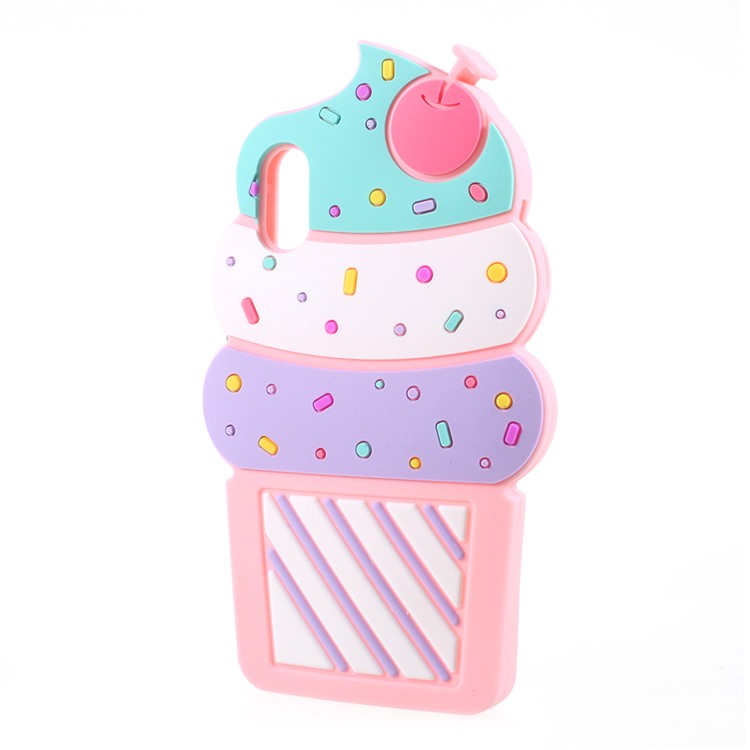 3D Cherry Ice Cream Silicone Mobile Phone Case for iPhone 8 - Pink-2