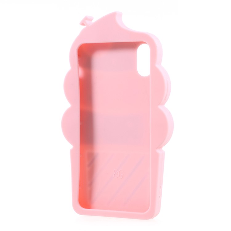 3D Cherry Ice Cream Silicone Mobile Phone Case for iPhone 8 - Pink-3