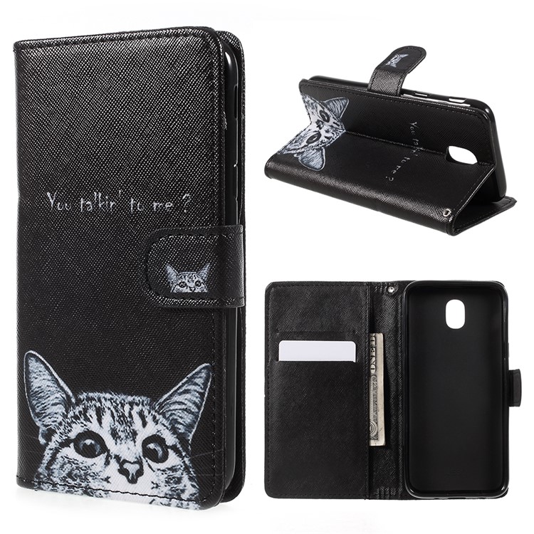 

Pattern Printing Stand PU Leather Wallet Shell for Samsung Galaxy J3 (2017) EU Version / J3 Pro (2017) - Lovely Cat