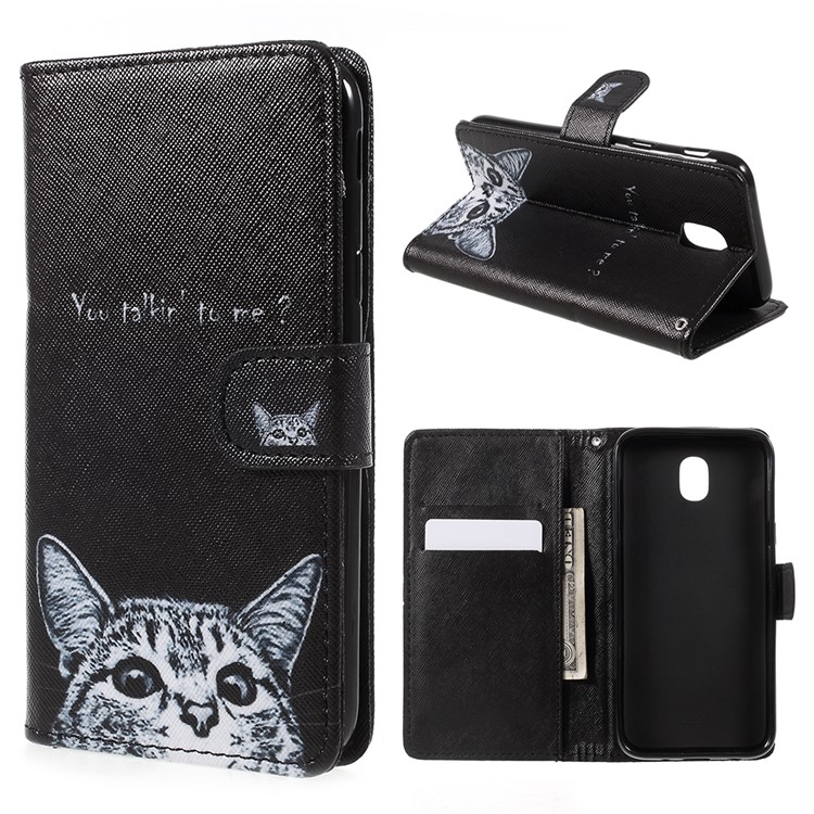 coque samsung j3 2017 portefeuille chat