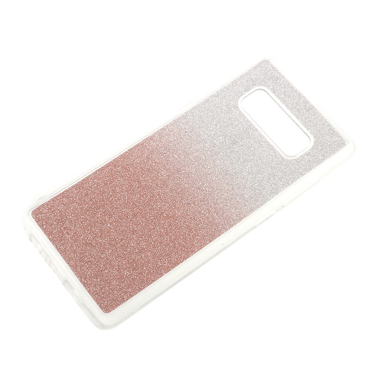 

Gradient Color Glittery Powder Gel TPU Shell Accessory for Samsung Galaxy Note 8 SM-N950 - Rose Gold