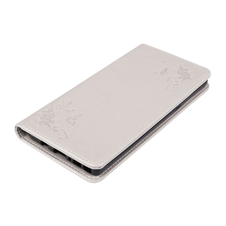 Imprint Butterfly Flower Auto-absorbed Leather Mobile Phone Case Accessory with Lanyard for Samsung Galaxy Note 8 - White-3