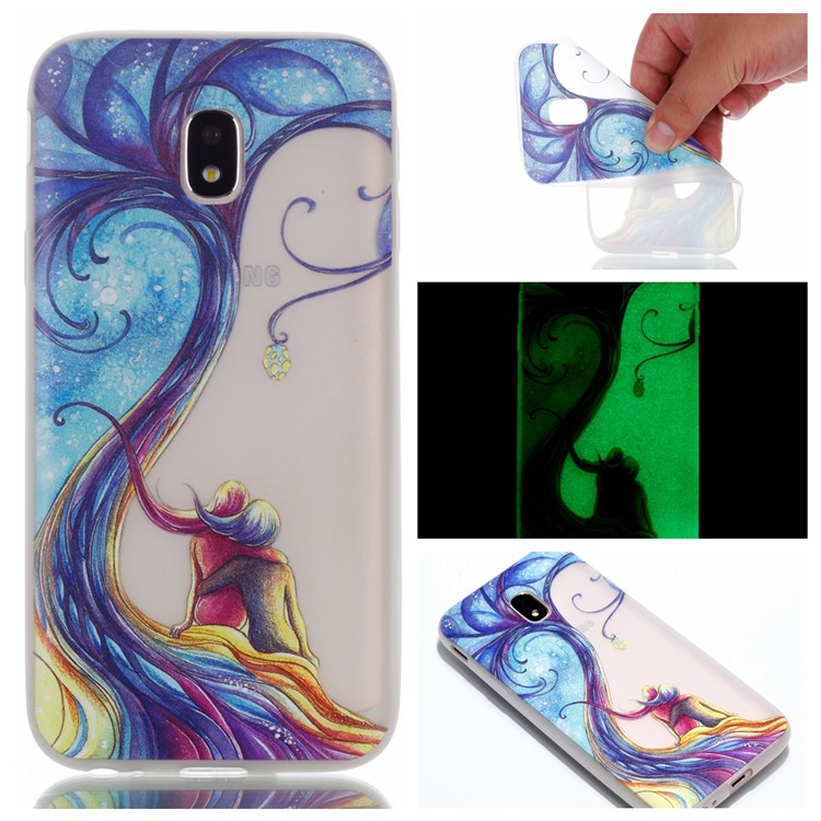 

For Samsung Galaxy J5 (2017) EU Version Pattern Printing Luminous TPU Jelly Casing Cover - Waves, Galaxy J5 (2017)