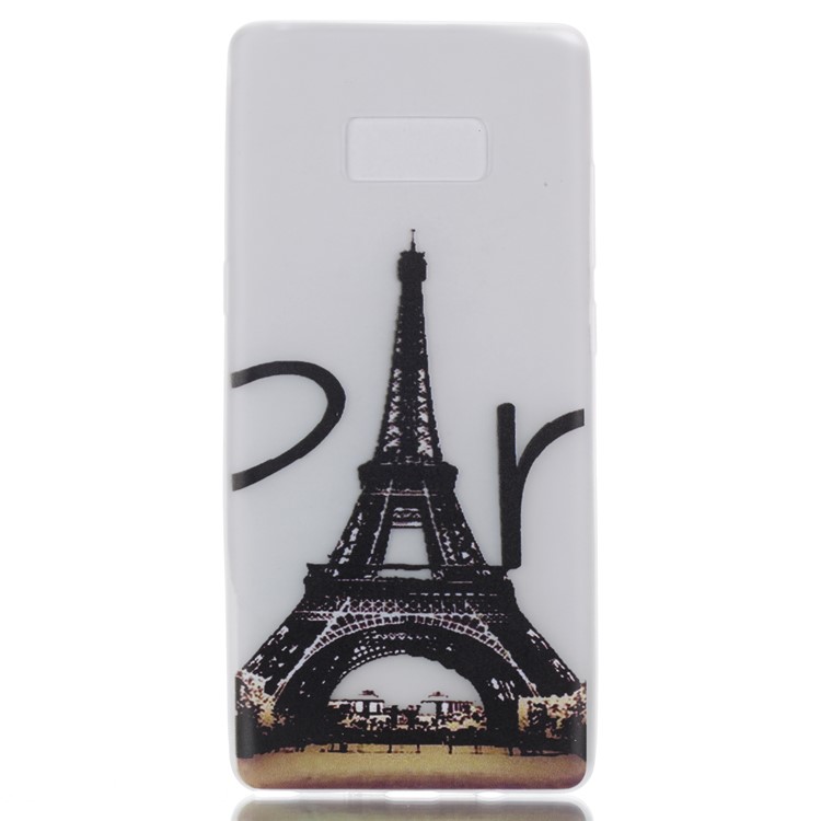 Patterned Luminous Flexible TPU Casing Phone Accessory for Samsung Galaxy Note 8 - Eiffel Tower-1