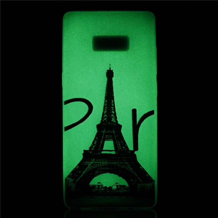 Patterned Luminous Flexible TPU Casing Phone Accessory for Samsung Galaxy Note 8 - Eiffel Tower-4