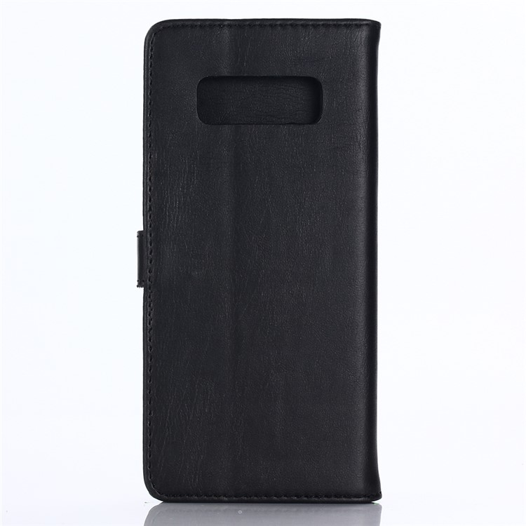 Crazy Horse Leather Wallet Stand Phone Case for Samsung Galaxy Note 8 - Black-2