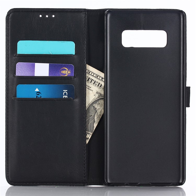 Crazy Horse Leather Wallet Stand Phone Case for Samsung Galaxy Note 8 - Black-3