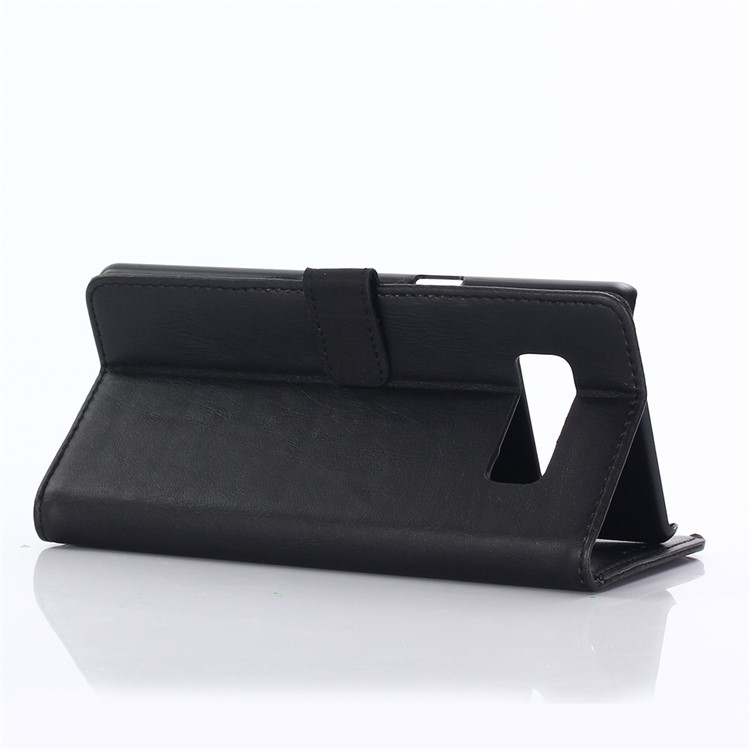 Crazy Horse Leather Wallet Stand Phone Case for Samsung Galaxy Note 8 - Black-4