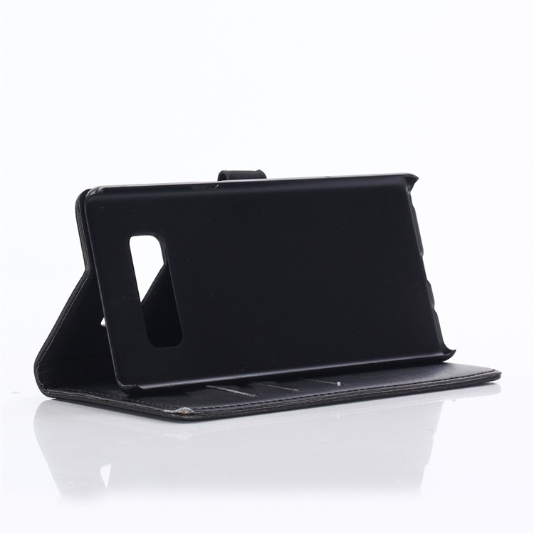 Crazy Horse Leather Wallet Stand Phone Case for Samsung Galaxy Note 8 - Black-5