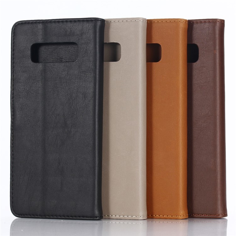 Crazy Horse Leather Wallet Stand Phone Case for Samsung Galaxy Note 8 - Black-7