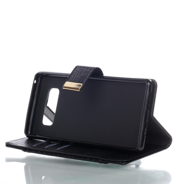 For Samsung Galaxy Note 8 Crocodile Texture Leather Flip Phone Cover with Stand - Black-4