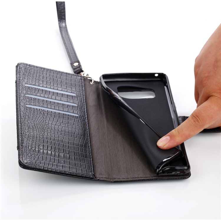 For Samsung Galaxy Note 8 Crocodile Texture Leather Flip Phone Cover with Stand - Black-7