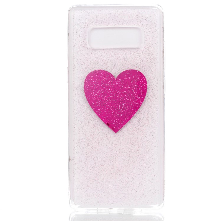 Glittery Powder Epoxy Decor Flexible TPU Gel Cover Case for Samsung Galaxy Note 8 - Rose Heart-1