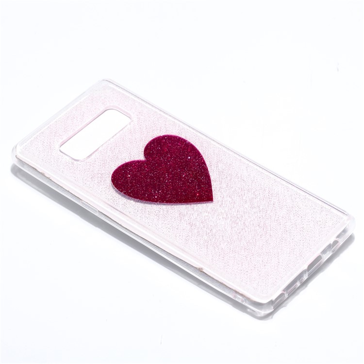 Glittery Powder Epoxy Decor Flexible TPU Gel Cover Case for Samsung Galaxy Note 8 - Rose Heart-4